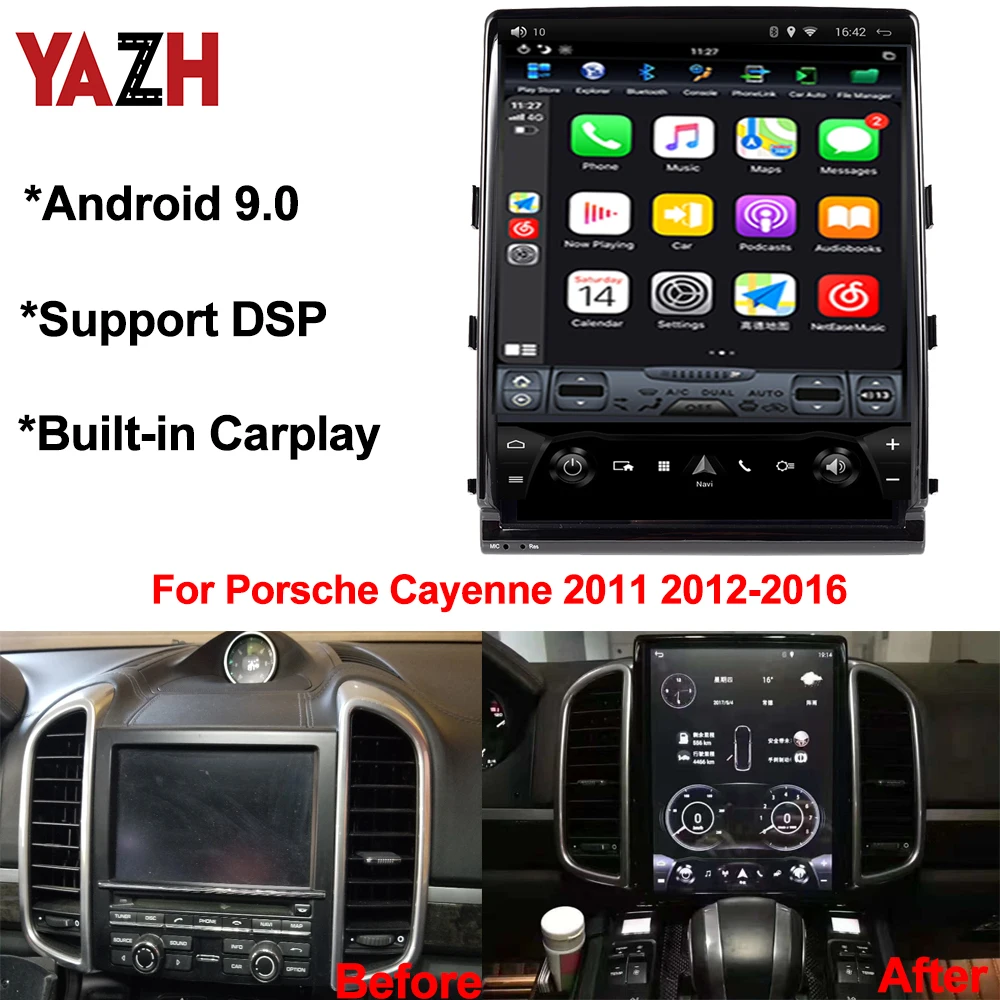 YAZH Android 9 0 автомобильный радиоплеер для Porsche Cayenne 2011 2012 2013 2014 2015 2016 с DSP Carplay GPS