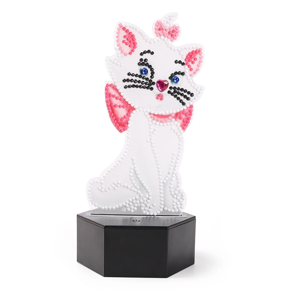

Diy Diamond Painted Led Light Lamp Special-Shaped Cartoon Cat Diamond Mosaic Cross Stitch Embroidery Diamond Artist Home Gift