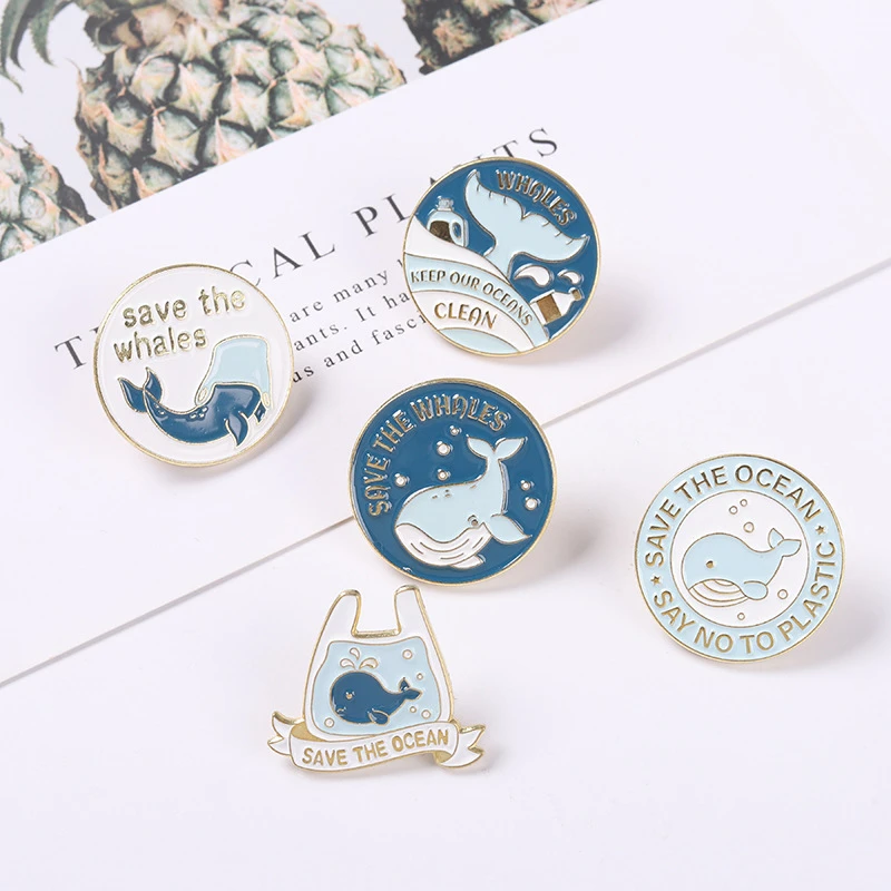 

Cartoon Whale Enamel Pins Ocean Blue Brooches Cute Backpack Clothes Lapel Pin Badge Metal Gift for Kids Friends Wholesale