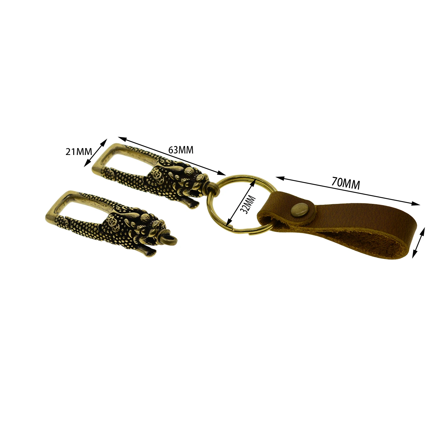 Ручная работа Ретро латунь Китайский единорог Дракон поворотный крючок застежка