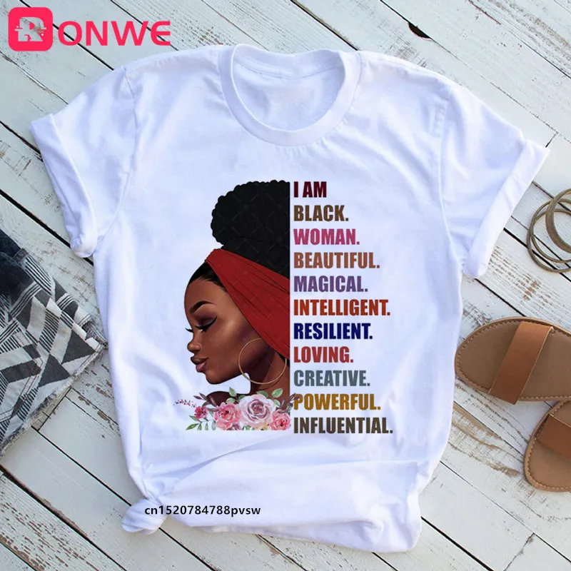 Женская футболка с принтом She Is Strong Melanin Queen | одежда