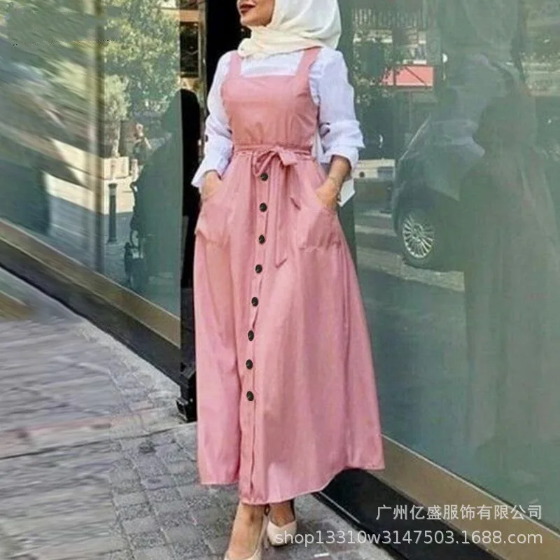 

Women Fashion Long Dress Muslim Ramadan Abayas Caftan Robe Femme Vestidos Largos Dubai Mid East Islam Marocain Eid Turkey