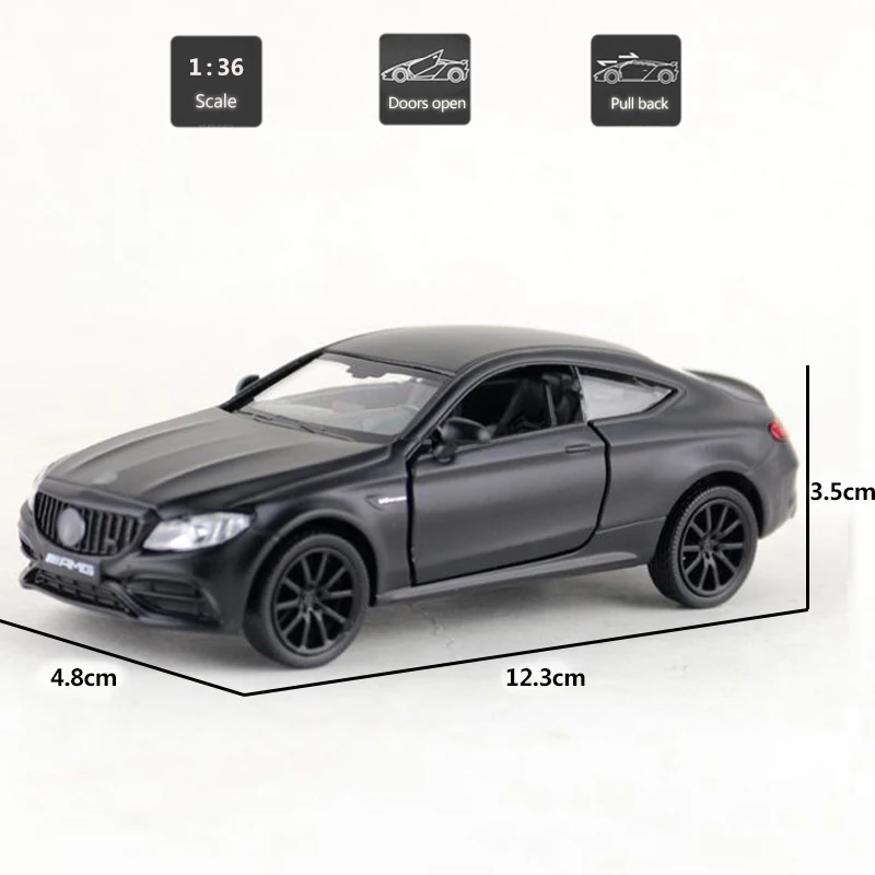 HOMMAT 1:36 матовый черный C63 S AMG Coupe литый под давлением игрушечный автомобиль модель