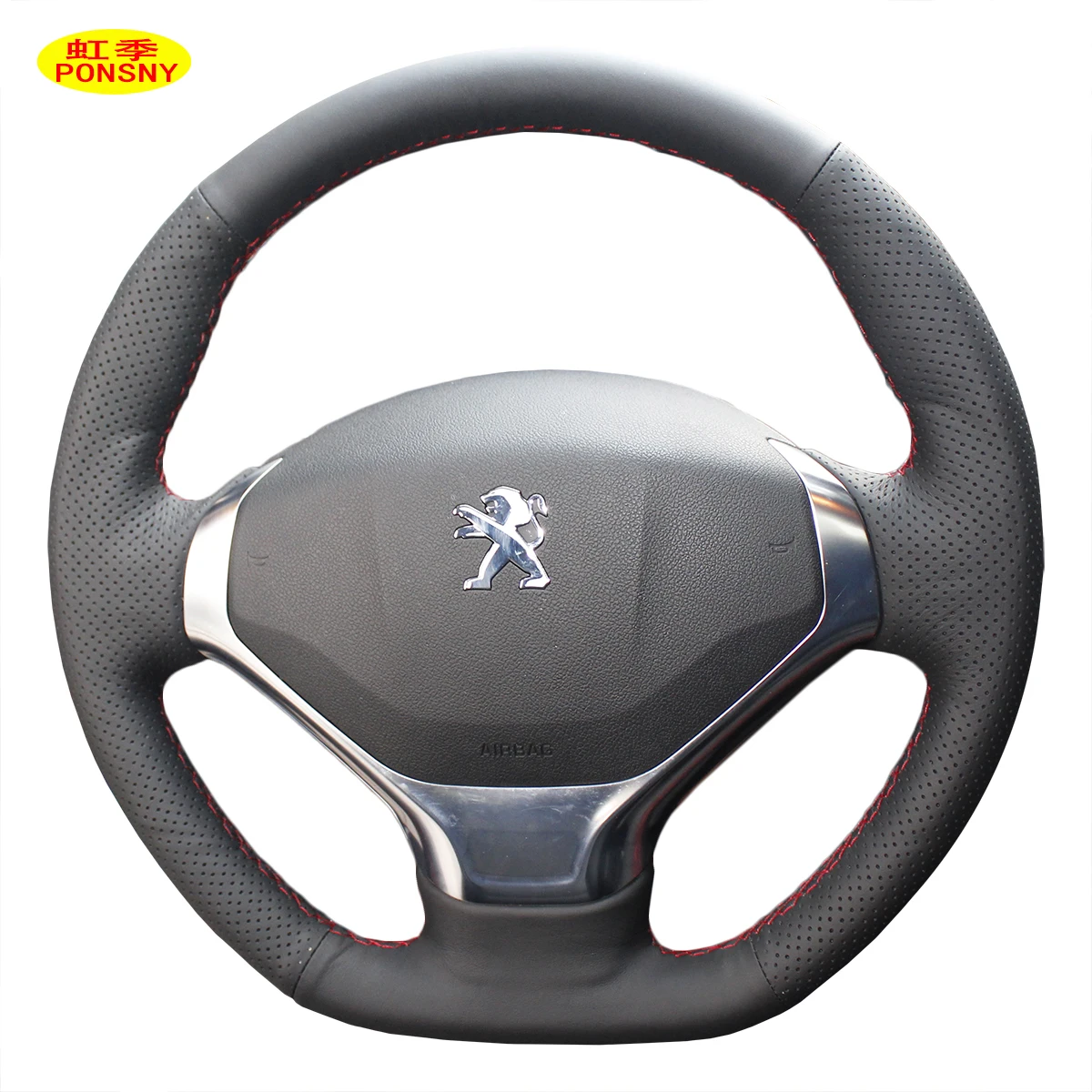 

PONSNY Car Steering Covers Case for Peugeot 3008 2013-2015 Artificial Microfiber Leather Cover Car-styling Hand-stitched