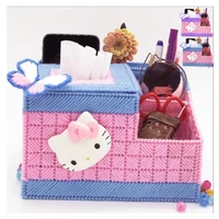 18x13 8x11 6cm cartoon kt cat receives paper towel box storage tissue box embroidery kit diy handmade craft set crocheting knitt