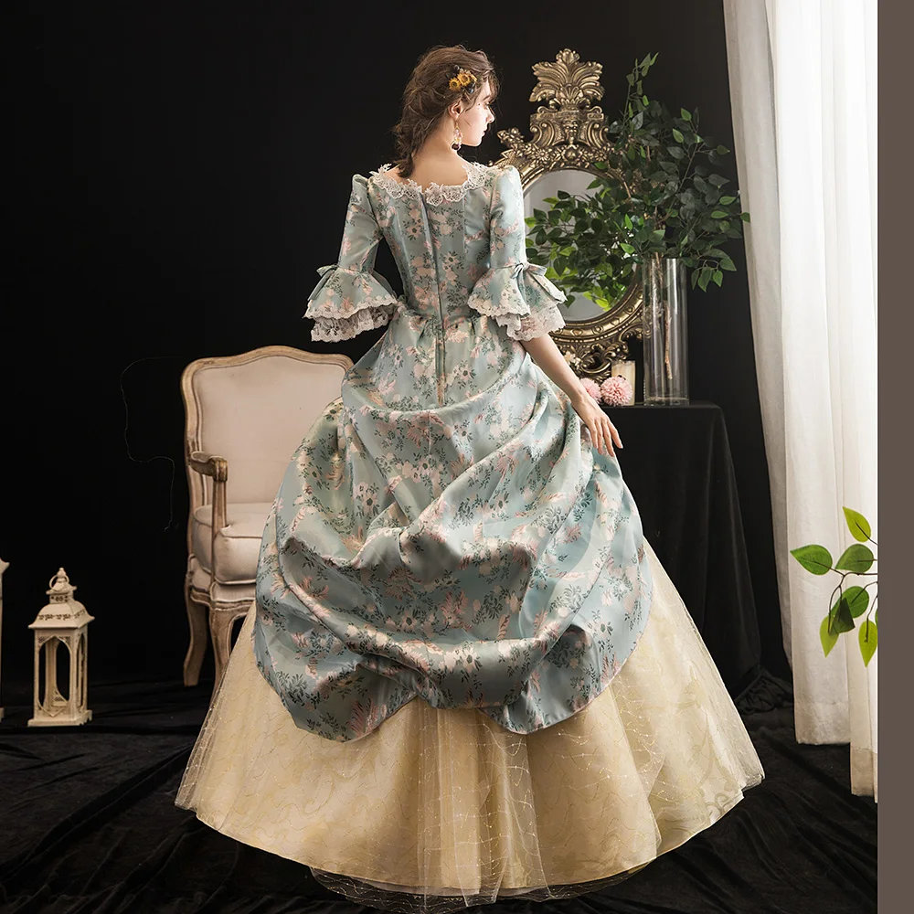 

18th Century Women's Rococo Ball Gown Printing Long Gothic Victorian Masquerade Theme Dresses