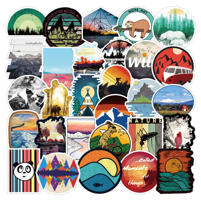 

50 Pcs Outdoor Adventure Stickers for Helmet Luggage Fridge Car Laptop Graffiti Stickers DIY Decal Kids Children Classic Toys