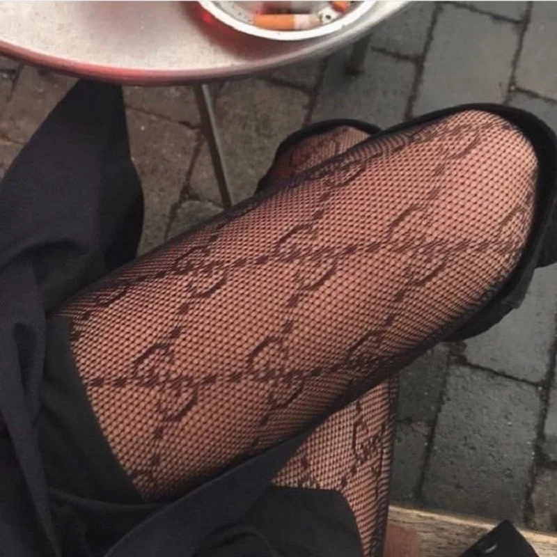 Пикантные Роскошные брендовые колготки с надписью прозрачные флокированные