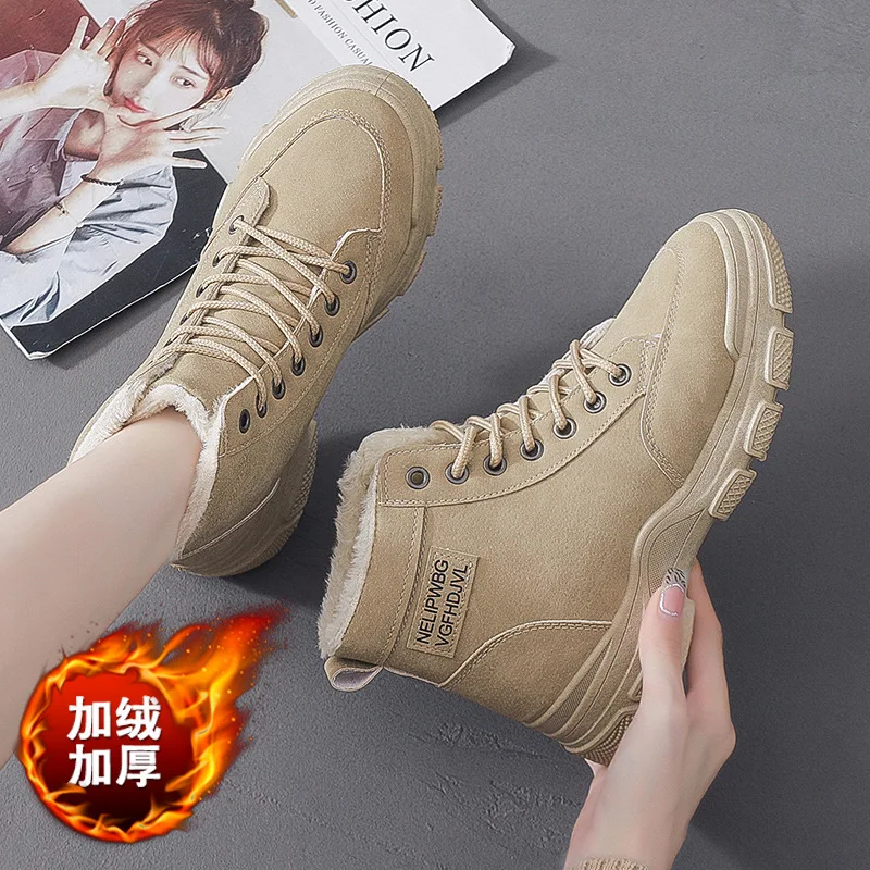 

For Fall/winter 2021, The New Cotton Shoes, Fleece and Thick Warm Snow Boots for Women, High Top Martin Boots