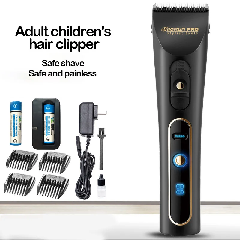 

Professional Electric Hair Clippers Men Black Ceramic Knife Head Hair Trimmer LED Display Home Salon Barber Hair Cutting Machine