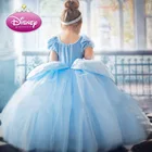 Платье принцессы Золушки Disney для девочек, детские платья для девочек, Рождественский наряд, Вечернее Бальное Платье, летнее Сетчатое платье для девочек