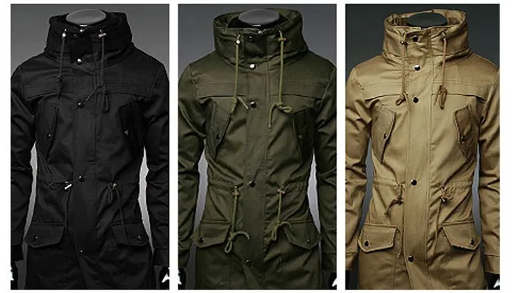 

2021 England style High collar jacket trench men army green Business casual slim Windbreaker for men coat jacket M-XXXL