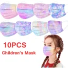 10 шт., детские одноразовые маски для лица, 3 слоя