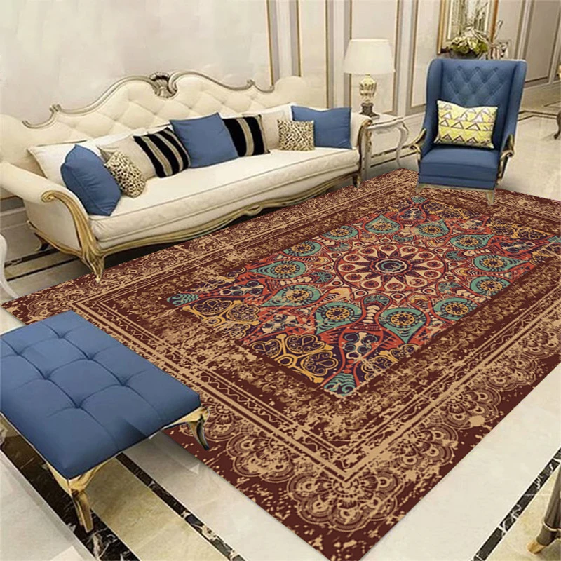 

European Style Vintage Floral Floor Mat Carpets For Living Room Bedroom Mats Washable Non-Slip Area Rugs Doormats Carpet tapis
