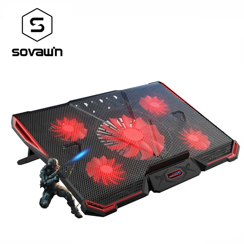 Notebook PC Cooler Laptop Cooling Pad Stand Air Cooled 5 LED Fans 2 USB Ports Adjustable Holder for 15 15.6 17 Laptop Notebook PC Cooler Laptop Cooling Pad Stand Air Cooled 5 LED Fans 2 USB Ports Adjustable Holder for 15 15.6 17 Laptop