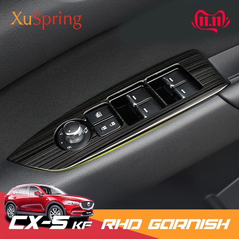 

For Mazda CX-5 CX5 2017-2021 KF Car RHD Windows Switch Panel Adjust Knob Cover Trim Stickers Strips Garnish Frame Styling