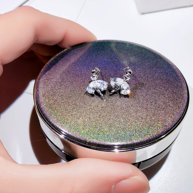 Серьги гвоздики серебристого цвета с прозрачным Цирконом|Серьги-гвоздики| |