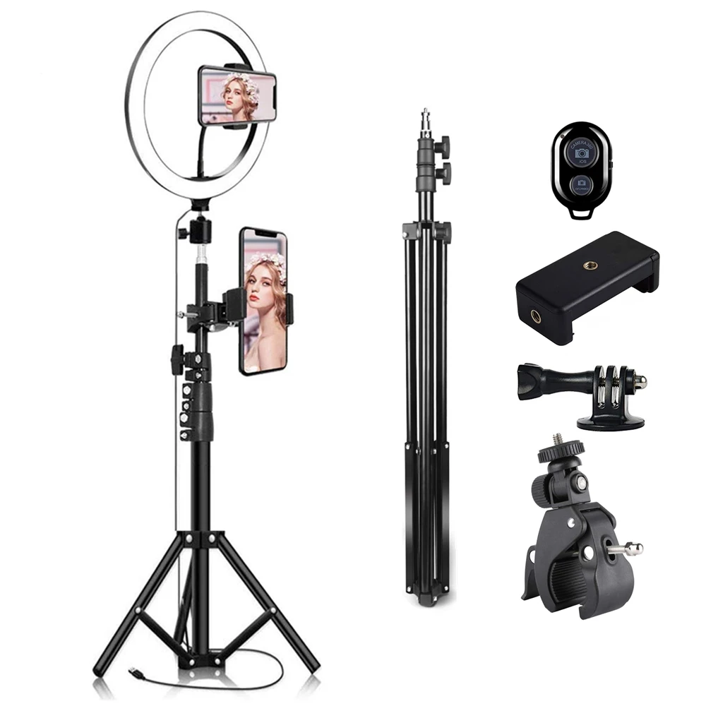 

Ring Lamp with 2m Tripod LED Ring Lights Photography Lighting Selfie Stick Remote Shutter Tripod for Phone Youtube Makeup