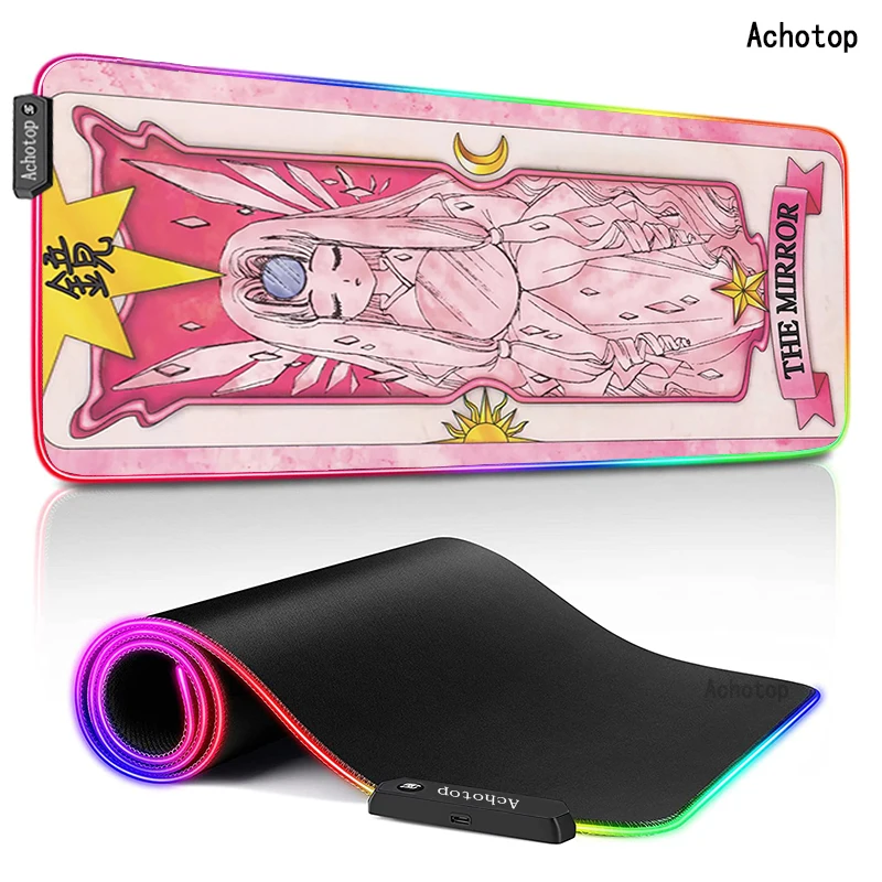 

Gaming Mouse Pad Computer Large Mouse Pad RGB Cardcaptor Sakura Tarot Card Gamer XL Mouse Carpet Mause Pad Play Mat With Backlit