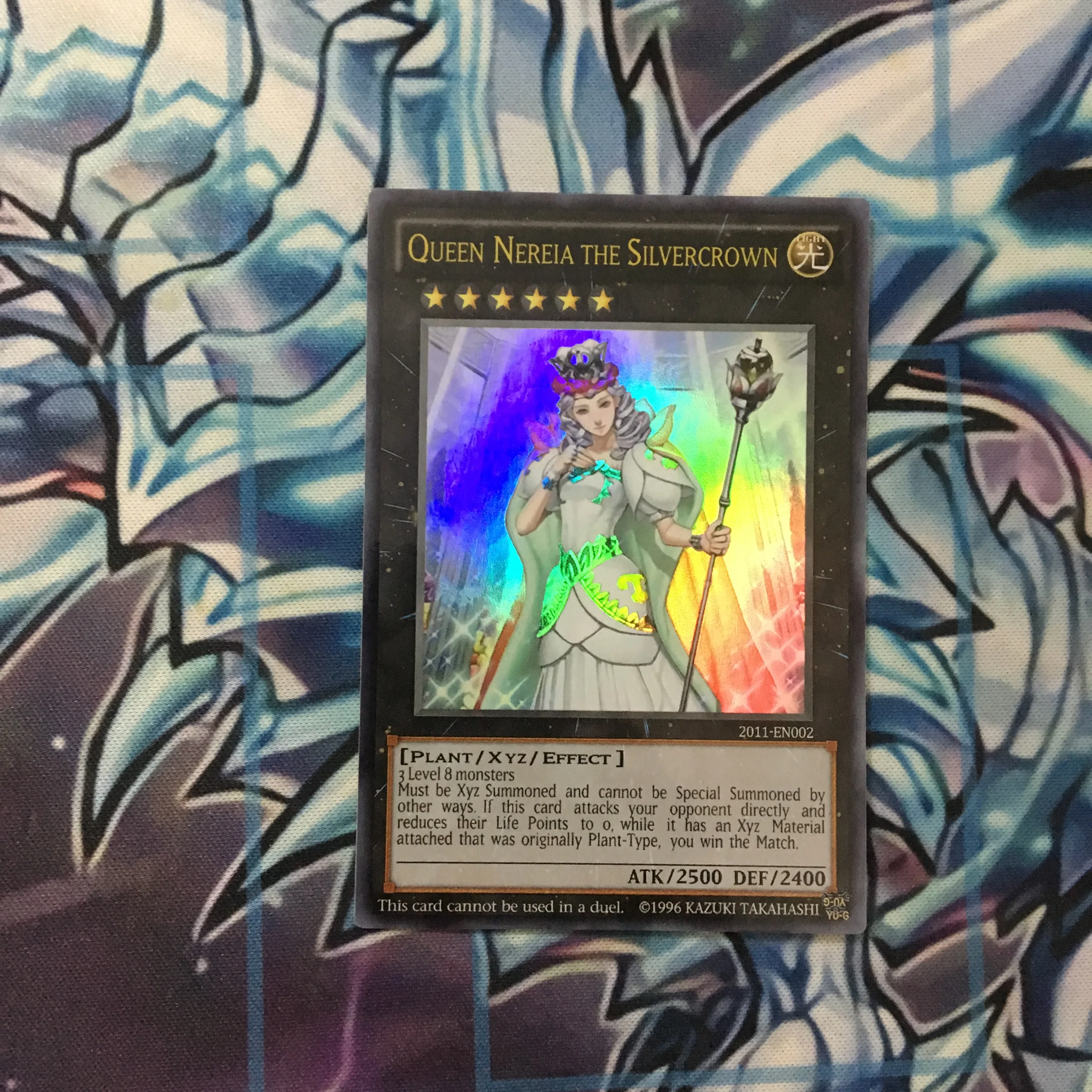 

Yu Gi Oh World Congress 2011 Prize Card Silver Crown Queen Neria DIY Face Flash Hobby Collection Game Anime Card
