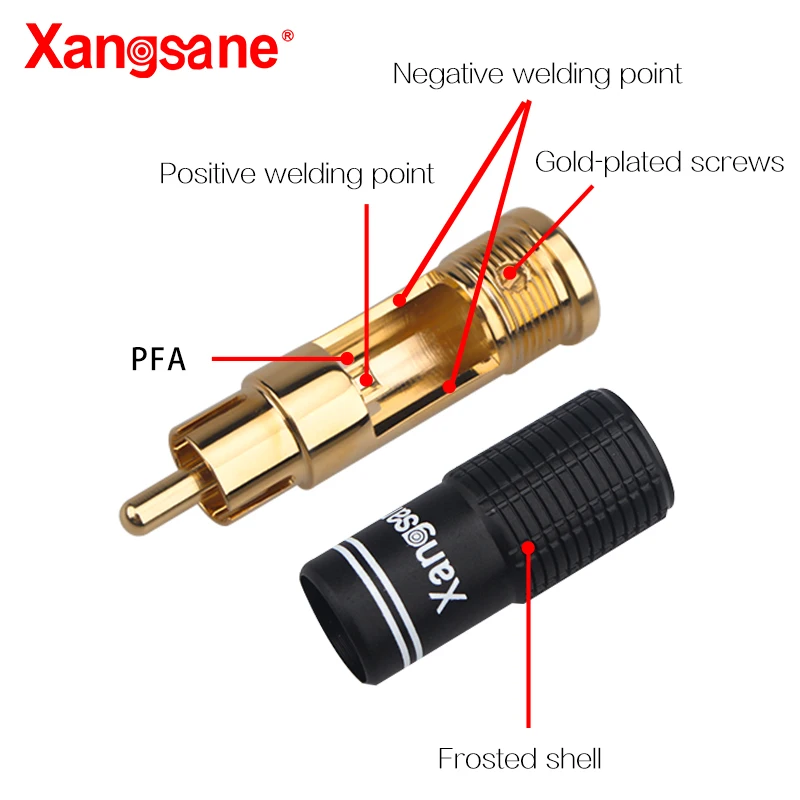 4PCS RCA Plug Pure Copper Gold-plated Audio Signal Cable Hifi DIY CD Player Amplifier |