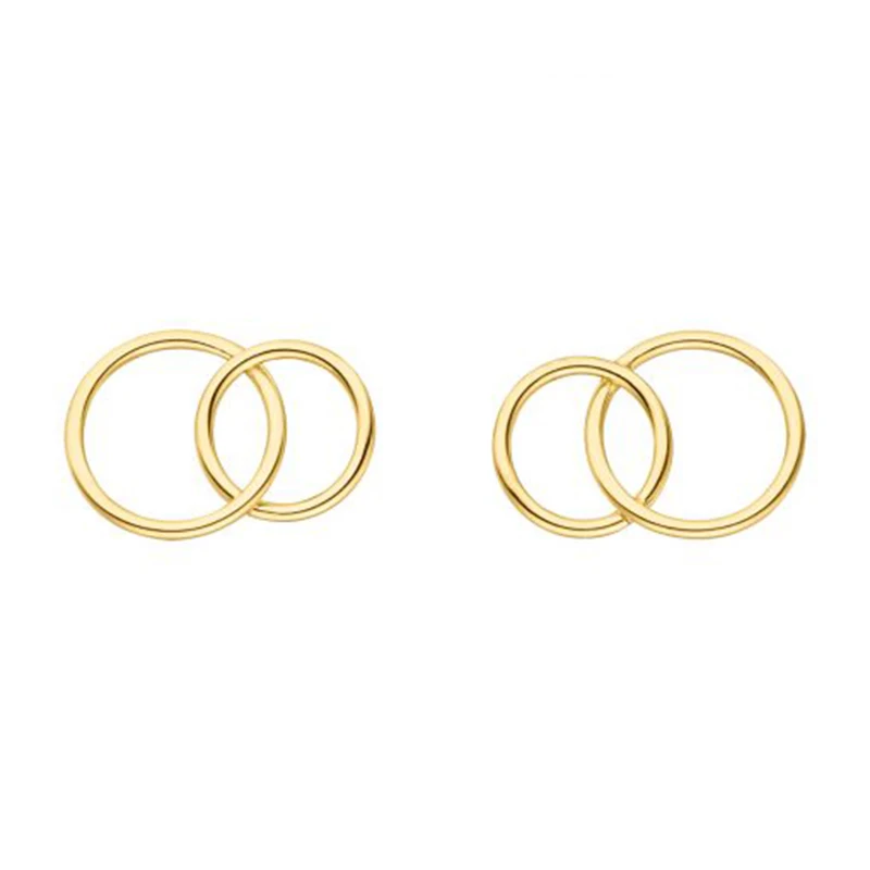 

ROMAD Minimalism Double Circle Stud Earrings For Women Trendy INS Glossy Round Piercing Earings Silver 925 Jewelry Gift kolczyki
