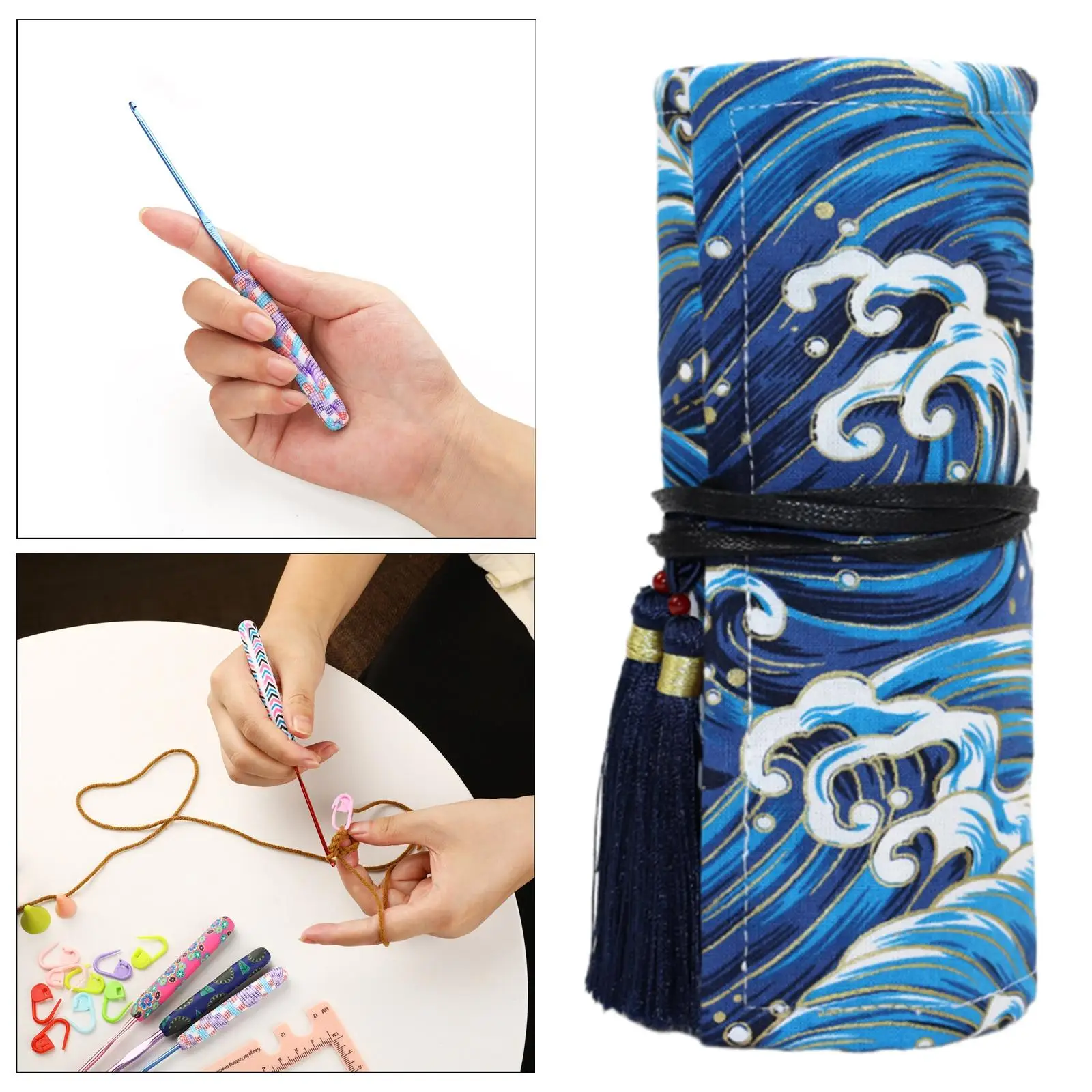 

Crochet Hook Case Knitting Accessories Without Hooks Lightweight Knitting Needle Storage Wrap Roll Pencil Holder Organizer