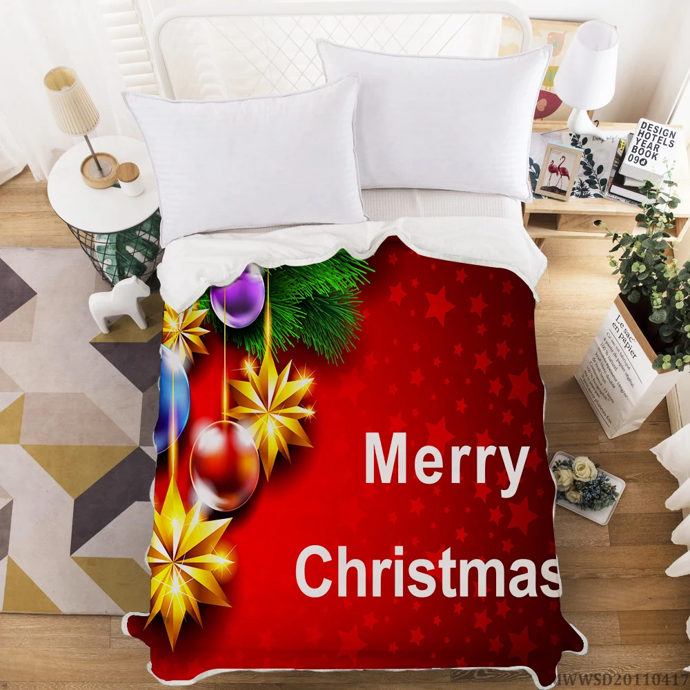 

Happy Christmas Blanket 3D Christmas Tree Print Blanket Super Soft Modern Home Bed Set Bedroom Decoration