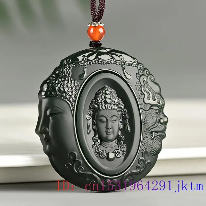 

Hetian Jade Guanyin Pendant Women Natural Carved Necklace Charm Chinese Jewelry Fashion Amulet Men Jadeite Gifts