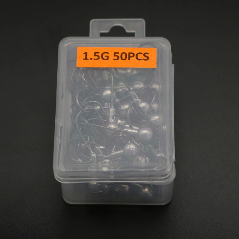 1.5g 50pcs 50 шт. свинцовая головка крючок джиг голова рыболовный крючок колючий крючок на мягкую приманку Grub Мягкая приманка в виде червя большие снасти для ловли окуня высокоуглеродистой стали - Цвет: 1.5g 50pcs