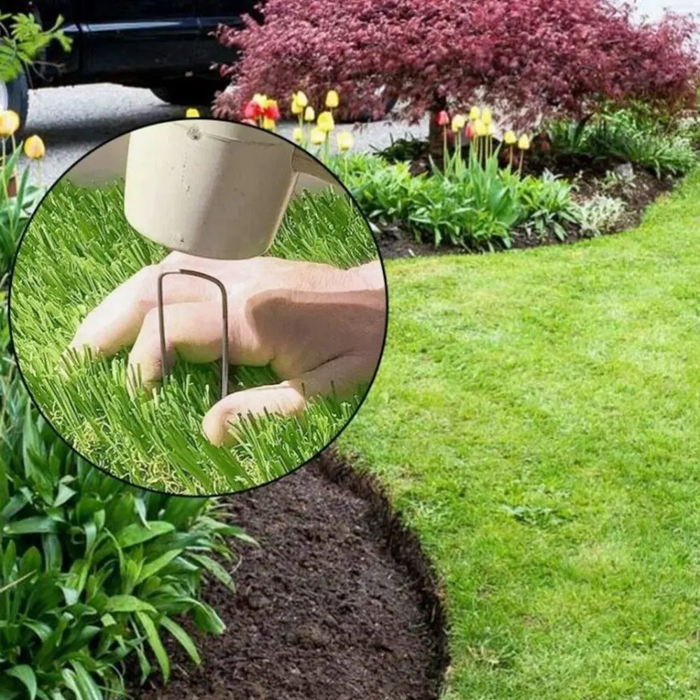 

4pcs U-shaped Fastening Stake Gardening Artificial Lawn Grass Ground Pegs