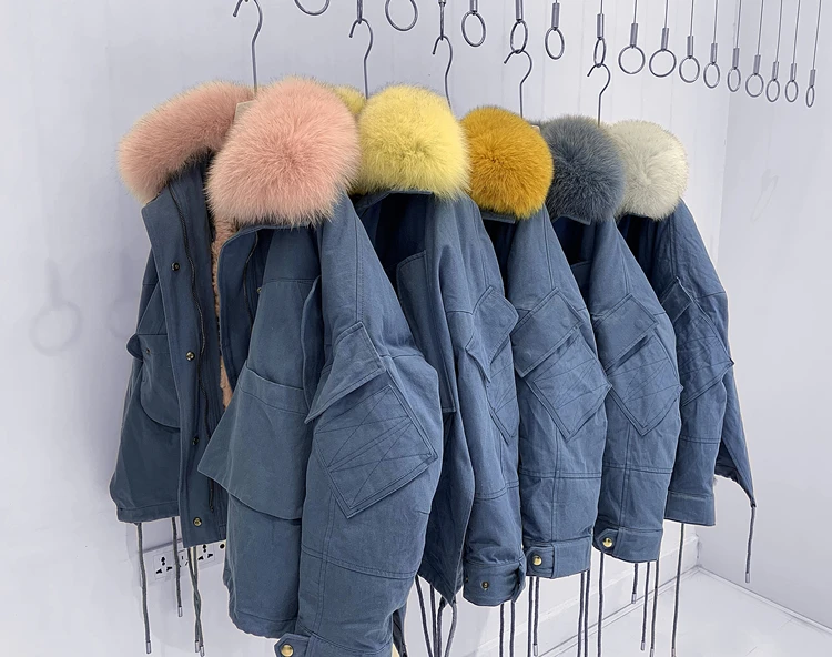 Пальто из натурального меха зимняя куртка Женская енота подкладка кроличьего