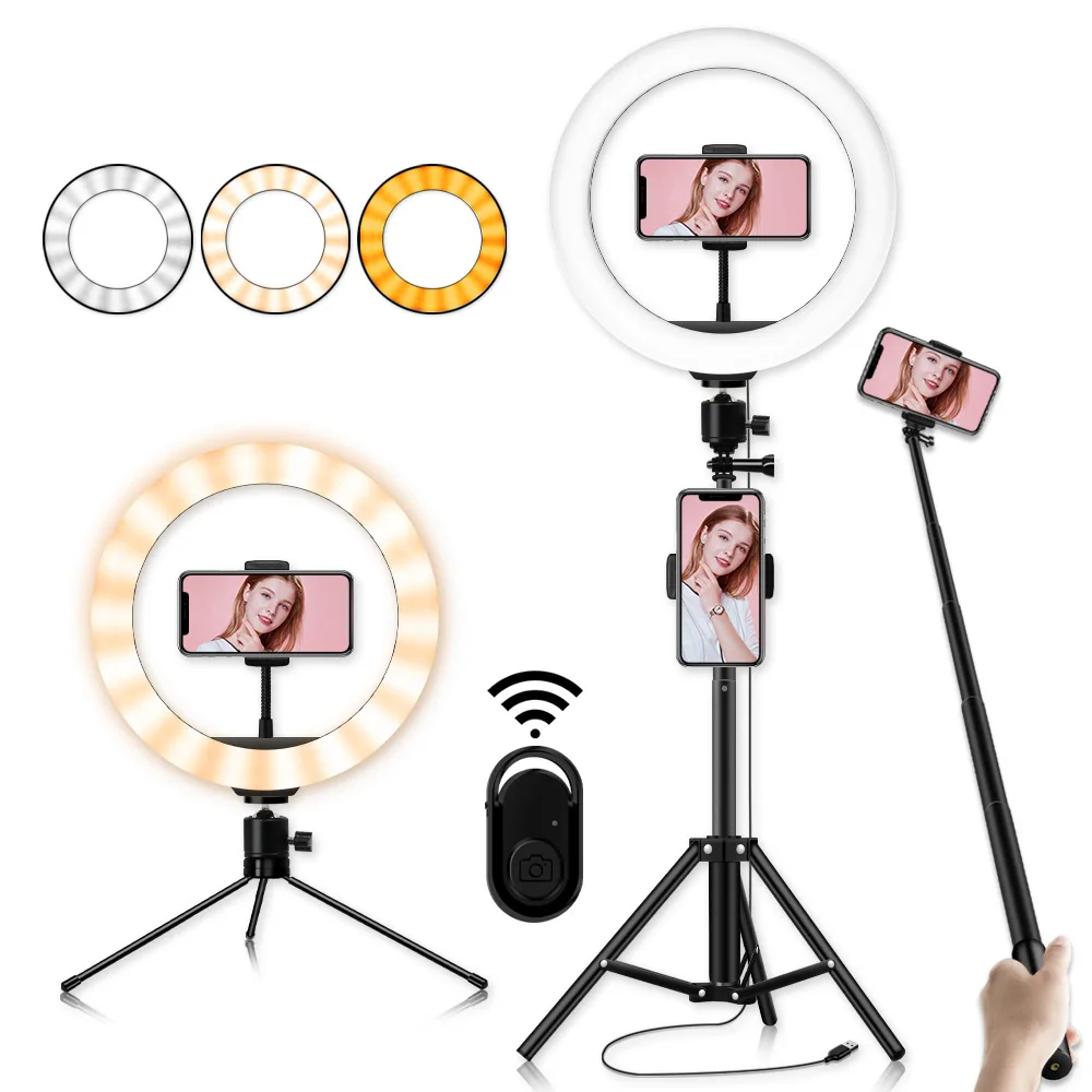 Kopen 10Inch Led Ring Licht Met 160Cm Statief Fotografie Selfie Ring Lamp Voor Youtube Make Video Licht Smart Telefoon Live Streaming