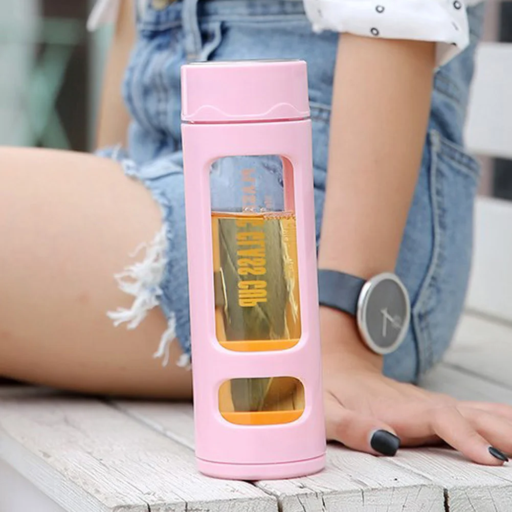 400ml Portable Camping Double Layer Clear Glass Water Bottle with Tea Infuser | Дом и сад
