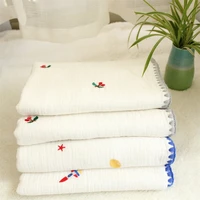 4 layers lace edge embroidered cherry candyfloss cotton blanket baby swaddle stroller cover newborn bath towel receiving blanket