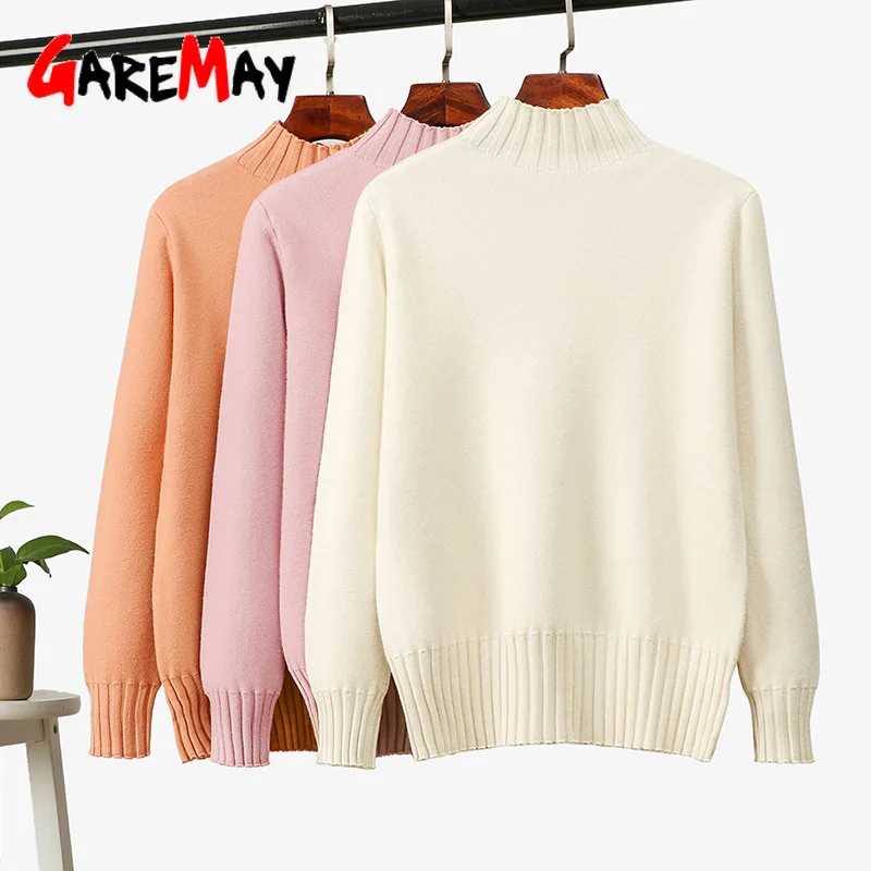 Knitwear Sweater Female Winter 2020 New Women Pullovers and Sweaters Black Pink Knitted Warm Slim Jumper Soft Ribbed Pullover | Женская