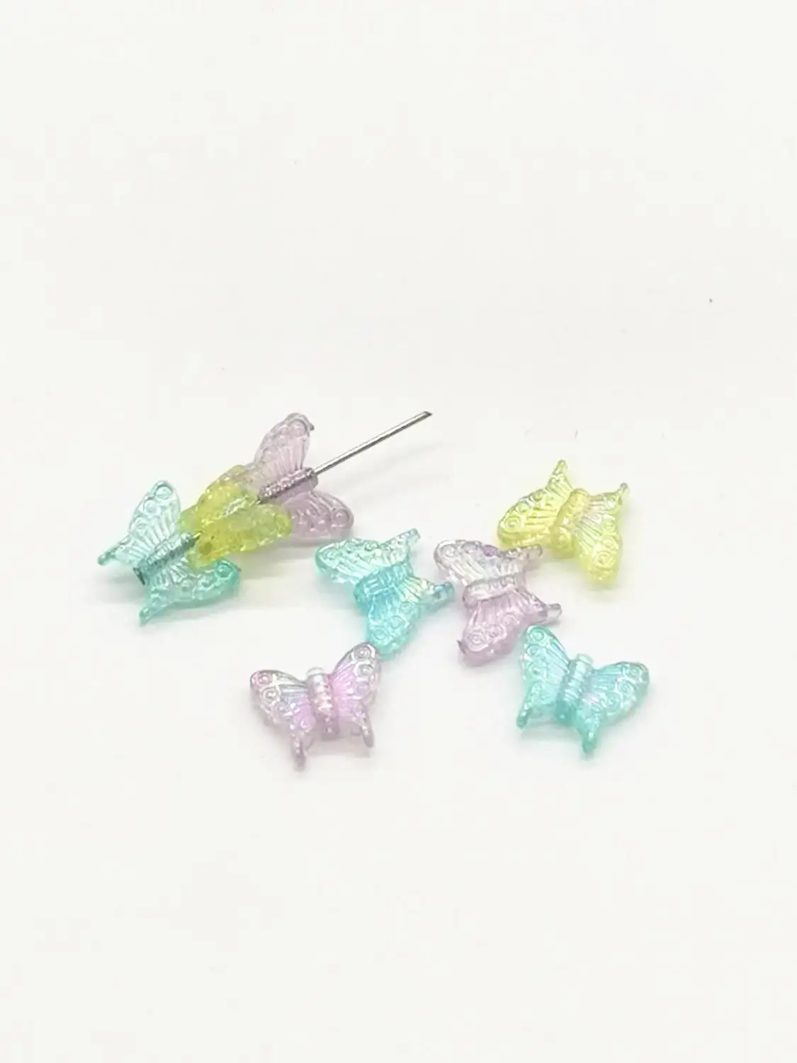 

Simple AB Colorful Acrylic Butterfly Loose DIY beads jewelry findings with straight hole hole size about 1.5mm 30pcs y1415