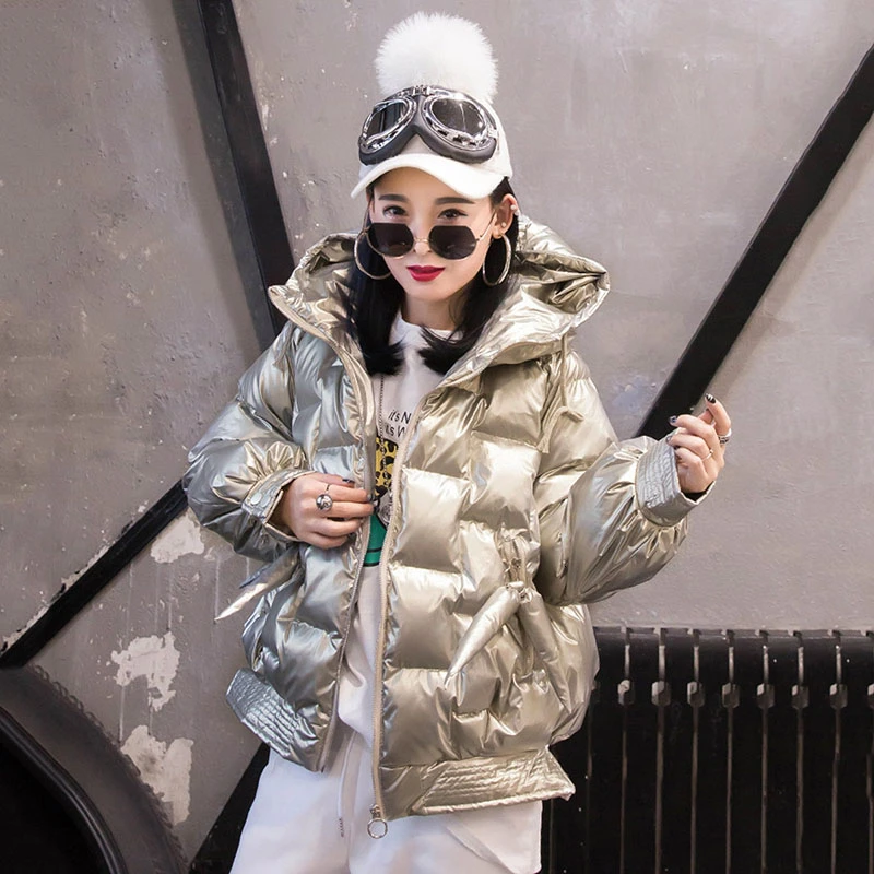 2020 зимняя женская куртка короткие парки модные куртки яркие золотые теплые