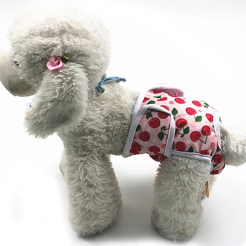 

2021 Female Dog Panties Cartoon Print Dog Diaper Physiological Pant Sanitary Puppy Shorts Underwear 5 Color Dog Cat Pants