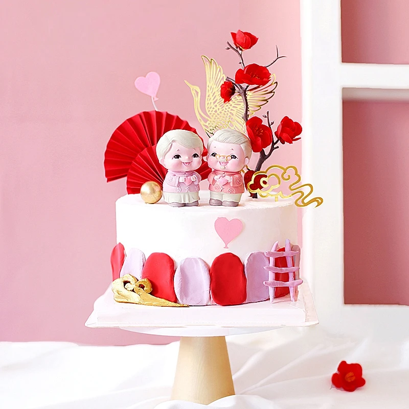 Долголетие бабушка торт Топпер Для дедушки день рождения украшение китайский