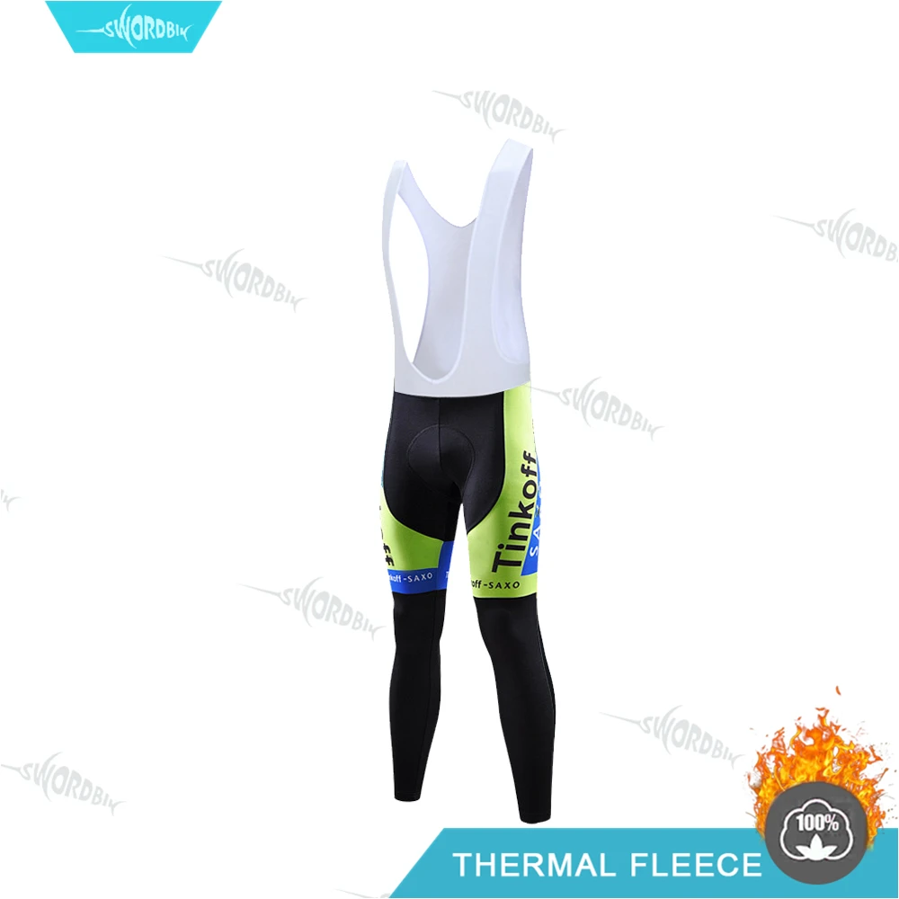 Bib Pants Велоспорт одежда для мужчин Pro Team Велоспорт трикотажный комплект Tinkoff Мужская зимняя одежда флуоресцентный цвет Тепловая флисовая одежда комплект с длинными рукавами MTB Uninform - Цвет: Bib Pants