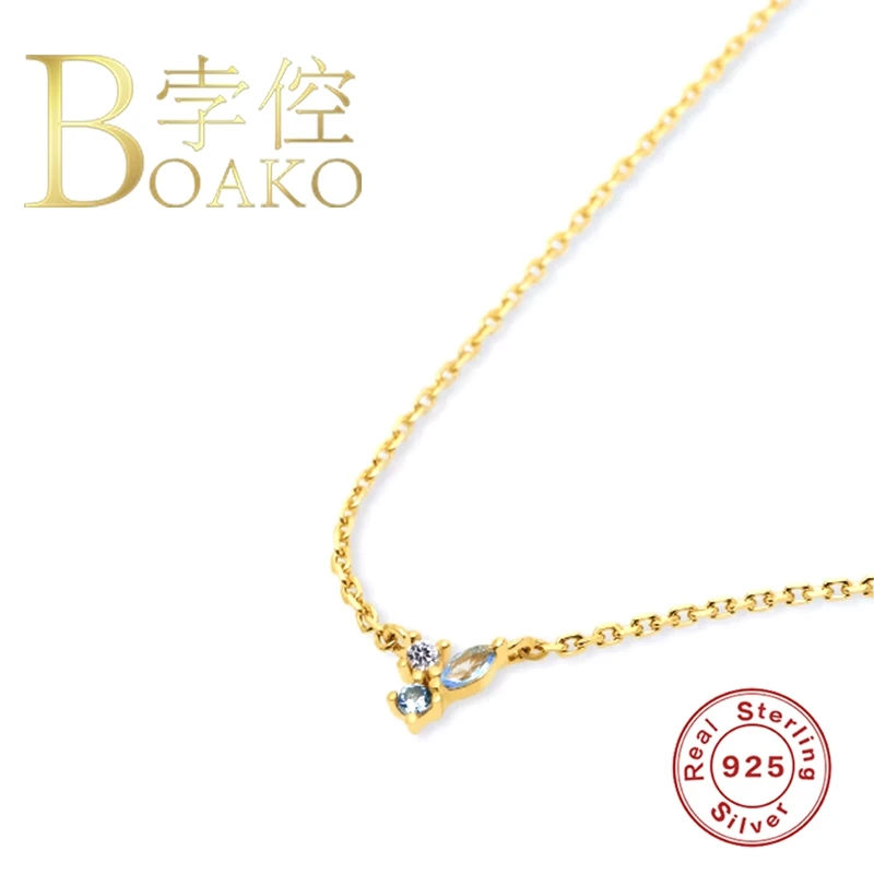 

BOAKO Luxury Clavicle Chain 925 Sterling Silver Necklace For Women 2020 Fine Jewelry Choker Necklace Collares Bijoux For Girls