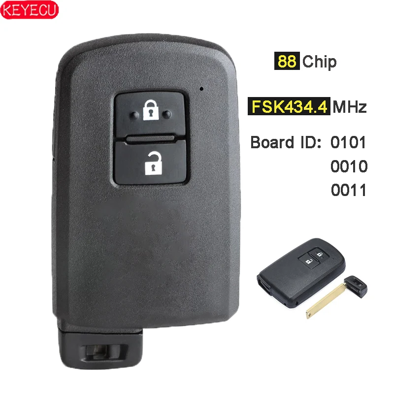 KEYECU FSK 433 МГц/434 МГц 88 чип дистанционный смарт ключ брелок для Toyota Auris Yaris Hybrid доска ID