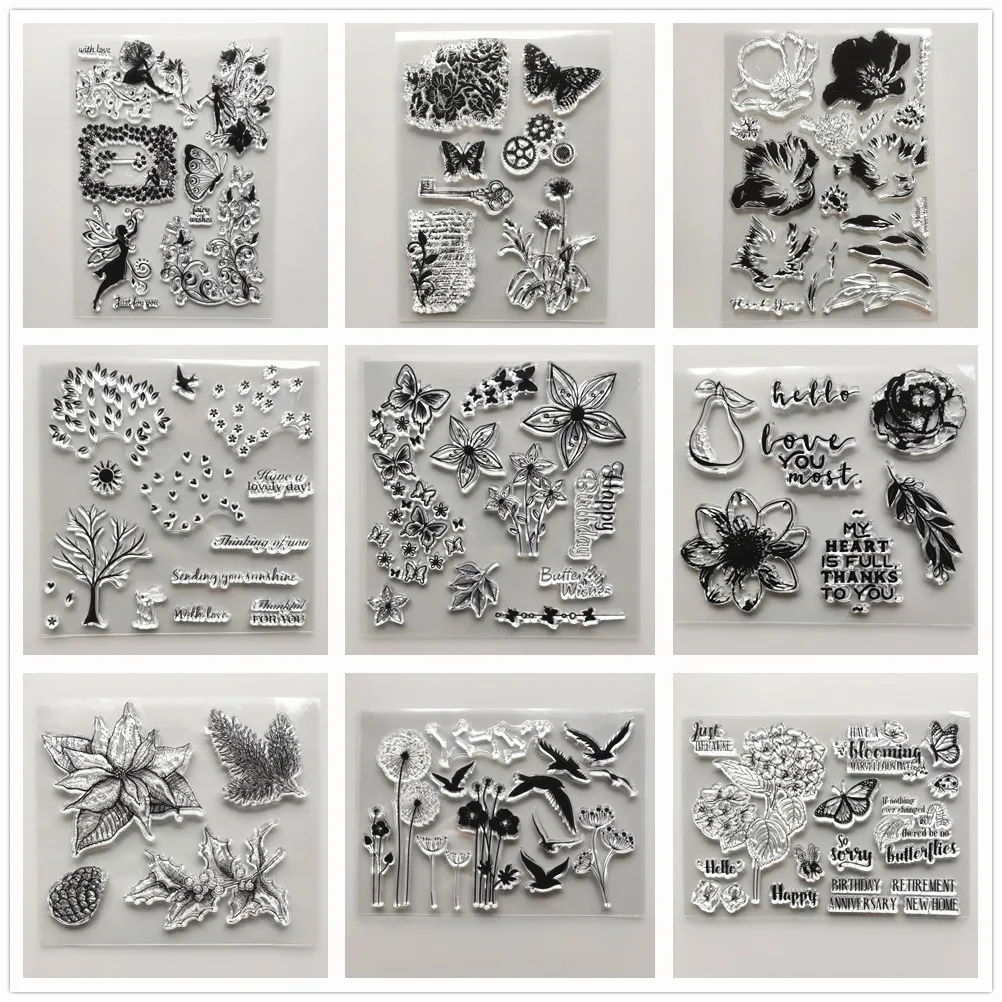 (26 стилей) 2021 Новые прозрачные штампы с цветами Сделай Сам Скрапбукинг