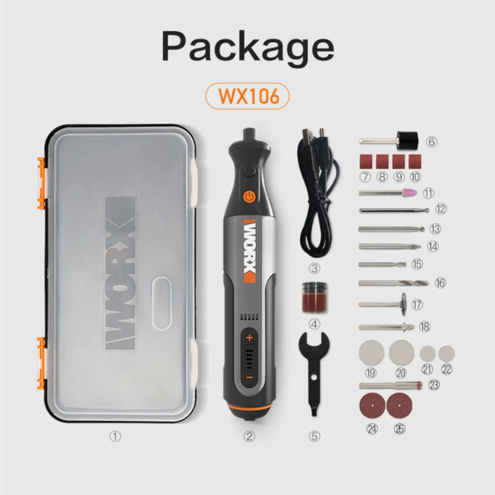 Вращающийся инструмент Worx 4 в/8 в зарядное устройство USB WX106/WX750 беспроводной