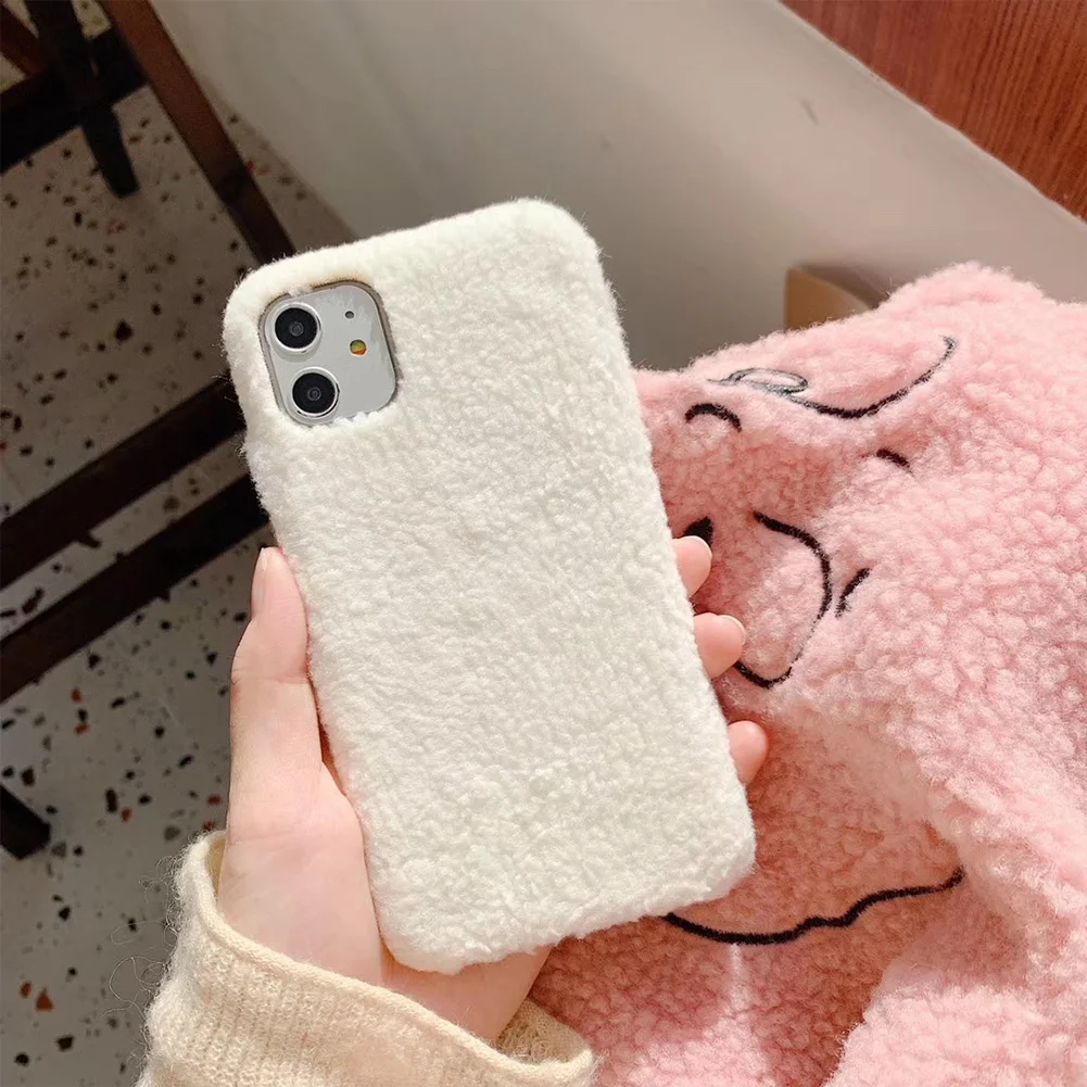 Мягкий шерстяной плюшевый чехол для телефона iPhone 11 Pro X XS XR Max 7 8 Plus зимний теплый