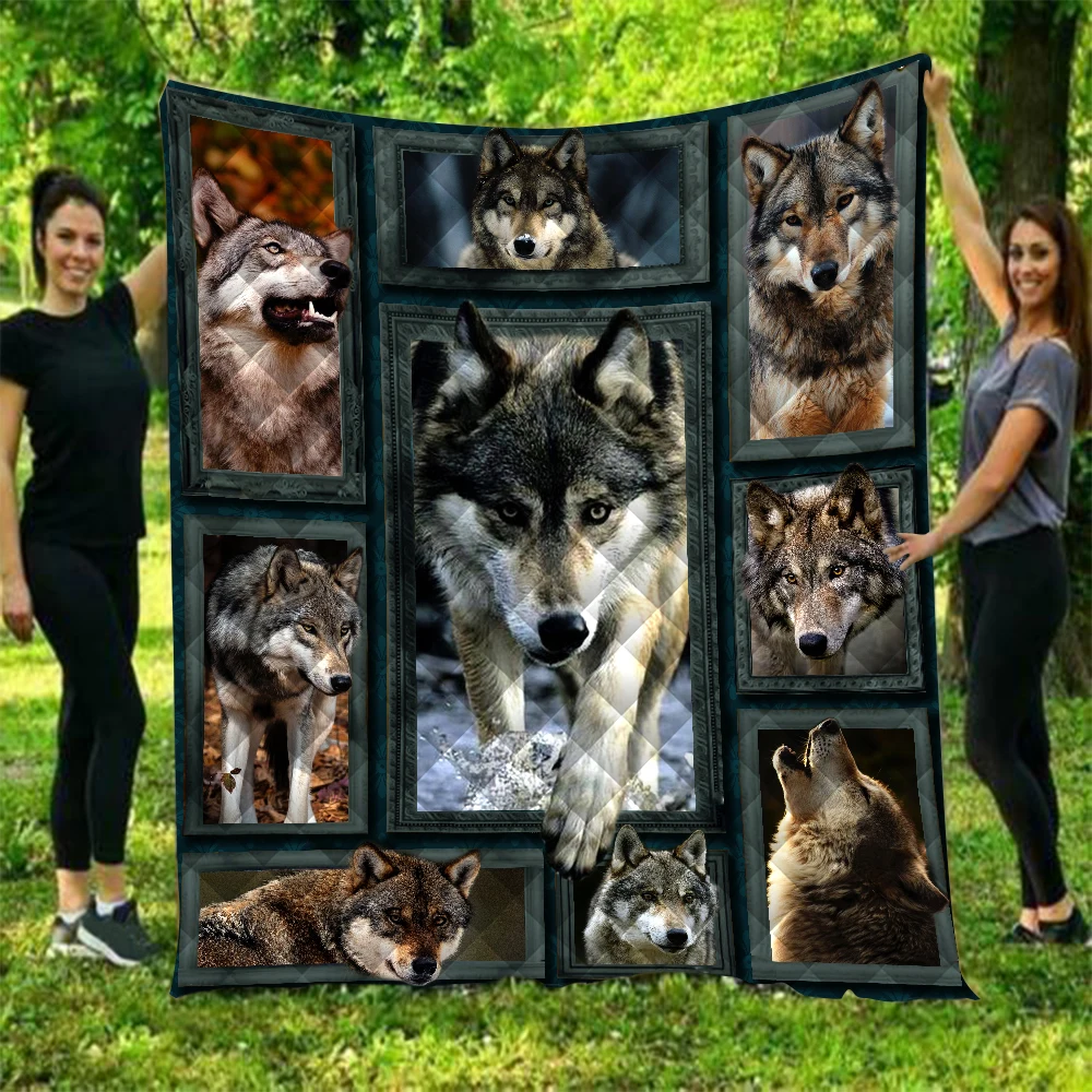 Одеяло домашнее с принтом волка покрывало Королевский размер для детей и