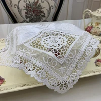 white embroidery table placemat tablecloth dish pad coaster for kitchen dining table oven cabinet cover doily dustproof lace new