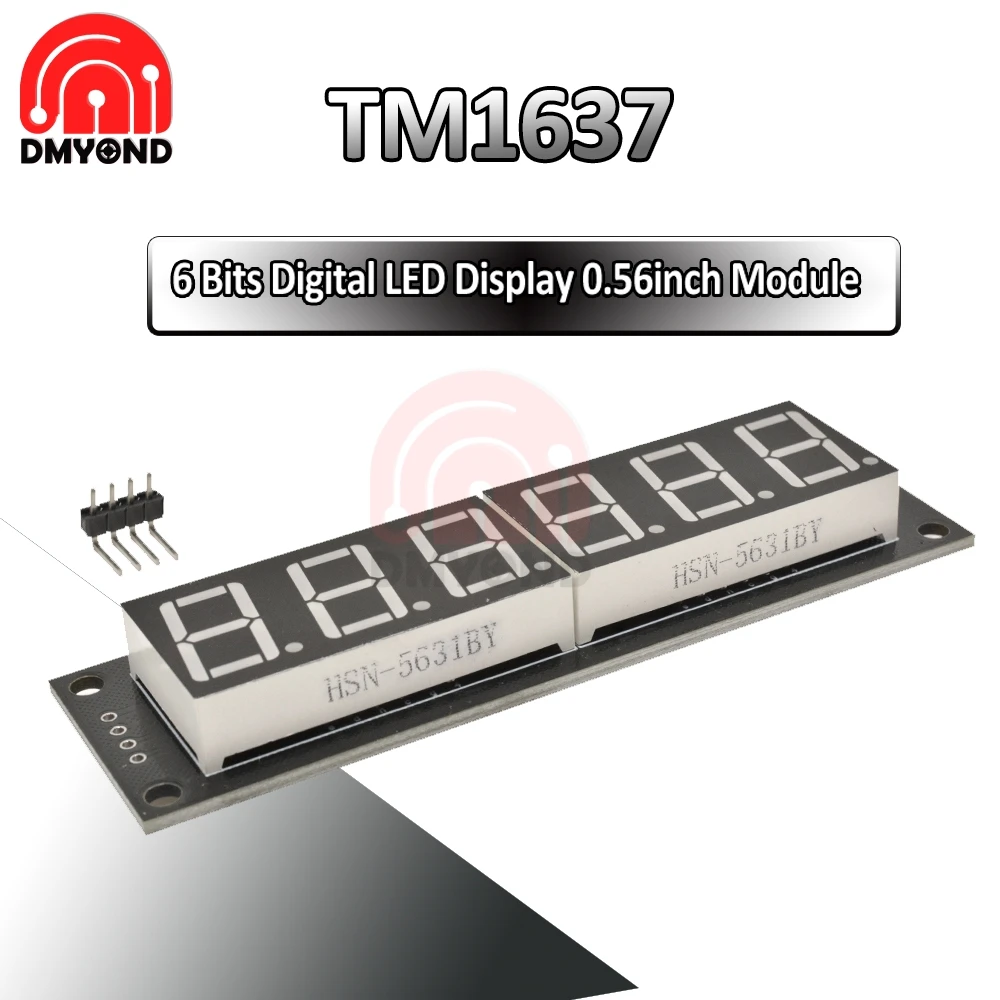 

1pcs TM1637 6 Bits Digital LED Display Module For arduino 7 Segment 0.56 Inch Clock RED Anode Tube Four Serial Driver Board Pack