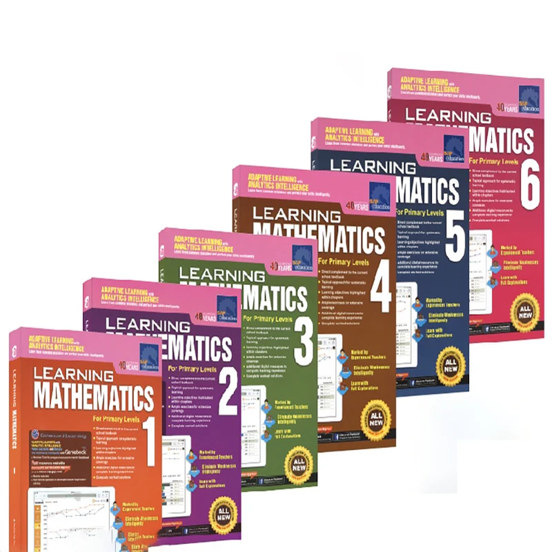 6 Volumes/Sets of Singapore Math Primary School 1-6 Grade Workbooks, English Education and Guidance SAP Learning English Books